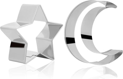 2 Pzas Cortador Galletas Estrella y Luna Acero Inox