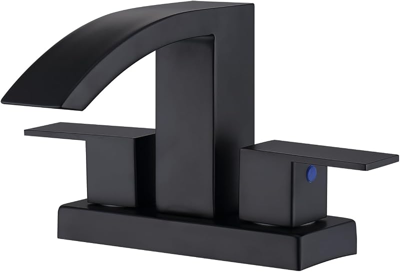Grifo lavabo cascada 4" color negro mate 2 mangueras