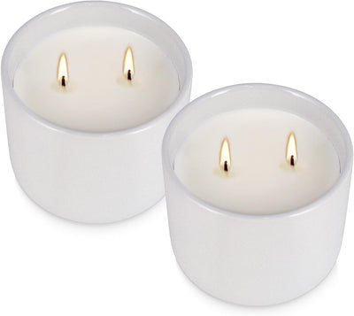 2 Velas Citronela Cerámica Blanca con Mechas Algodón