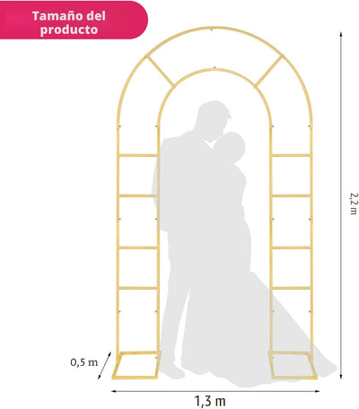 Estante flores forma U metal decoración boda 7.2x4.2pulg dorado