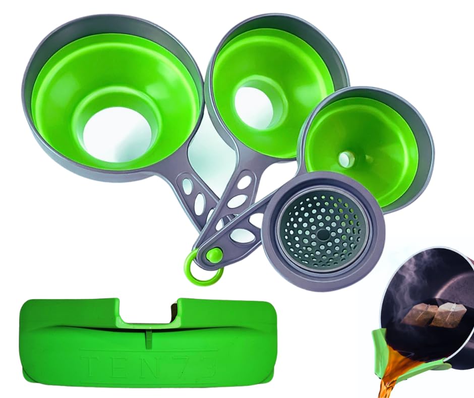 Set 3 embudos silicona plegables para sopa tarros mason