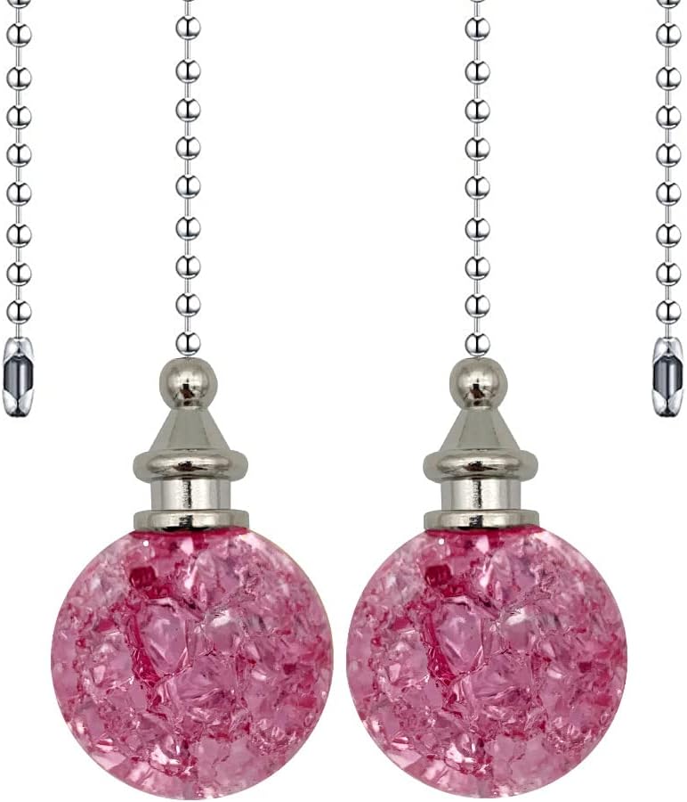 2 Cadenas Cristal Rosa para Ventilador Techo 12pulg