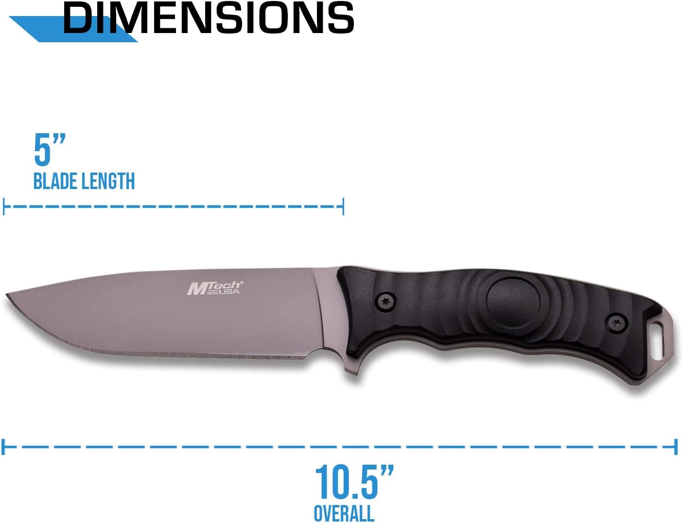 Cuchillo fijo 10" gris titanio mango negro