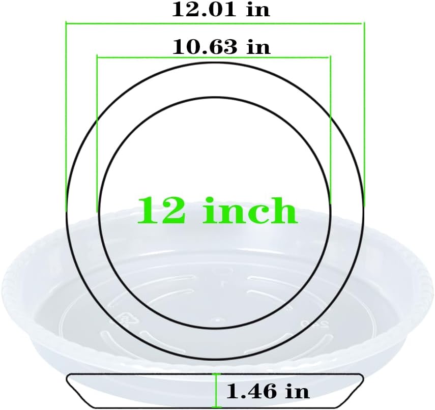 2 Pzas Platillo Plástico Transparente 12" para Plantas