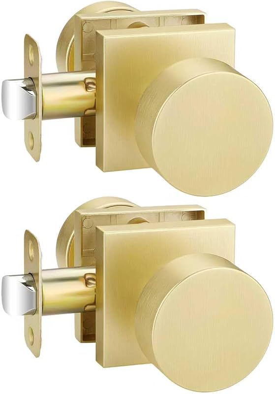 2 Pomas doradas puerta interior sin llave latón satinado