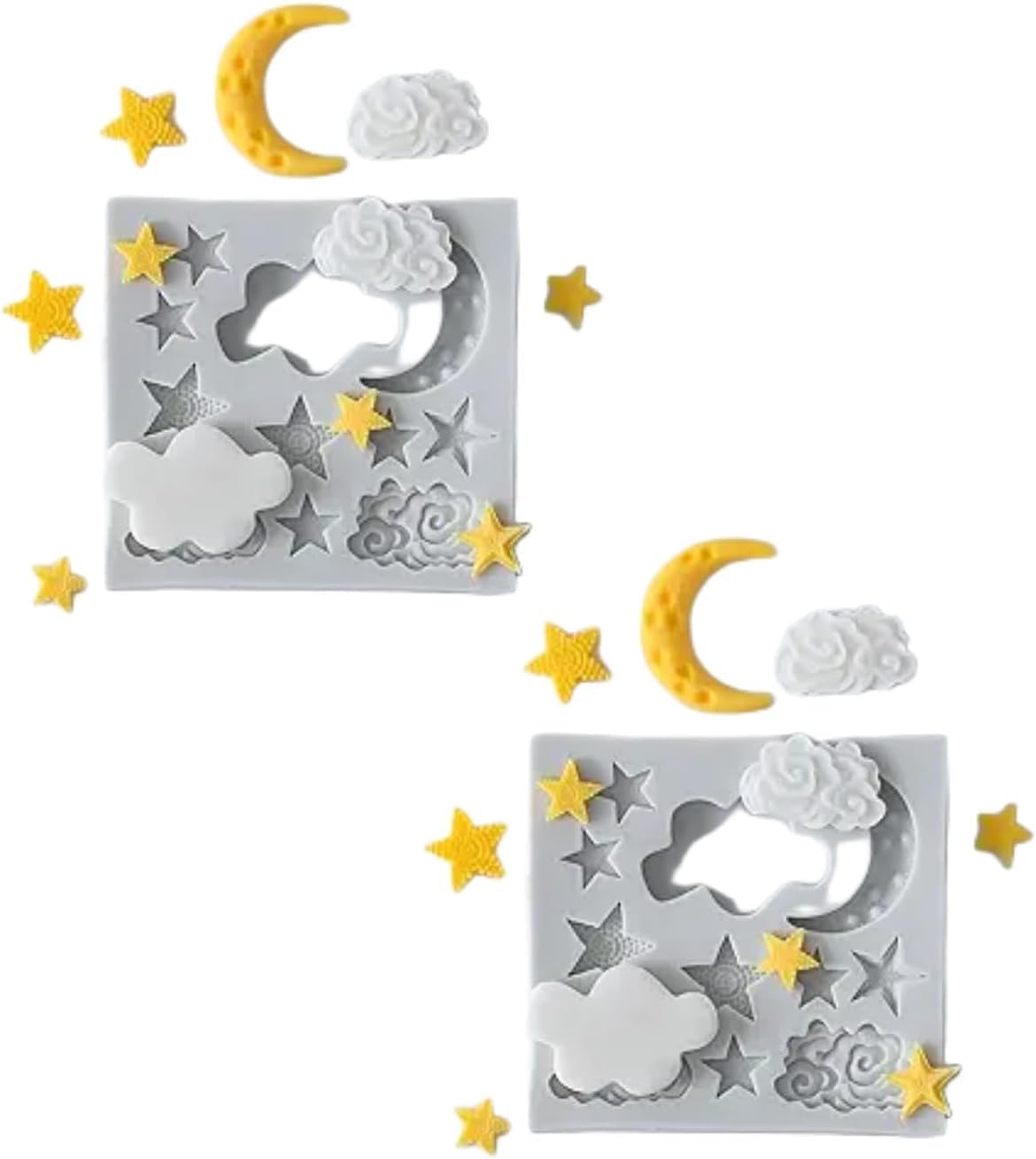 Moldes de silicona de luna y estrellas para chocolate, fondant, caramelo y decoración de pasteles