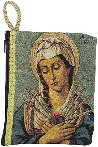 Bolsa para rosario con arte católico tradicional