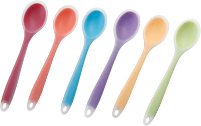 6 Cucharas Silicona Cocina Resistentes Calor Rojo Transparente