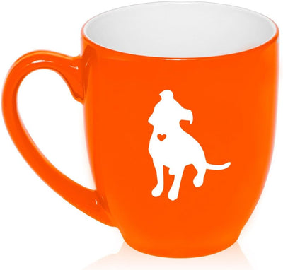 Taza Cerámica Bistro 16oz con Pitbull Corazón Naranja