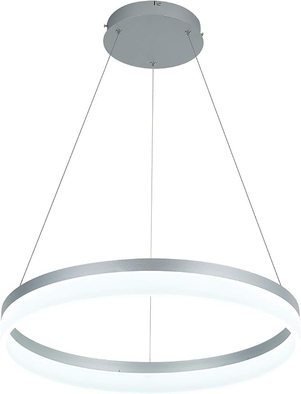 Lámpara LED colgante circular sala comedor 6000K plata