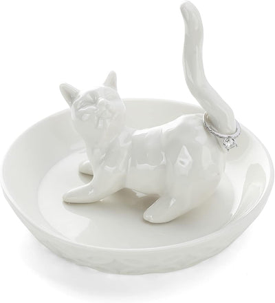 Soporte anillos forma perro cerámica plateada regalo mamá