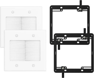 Placa pared cepillo 2 bandas soporte cables hdmi cine set 2