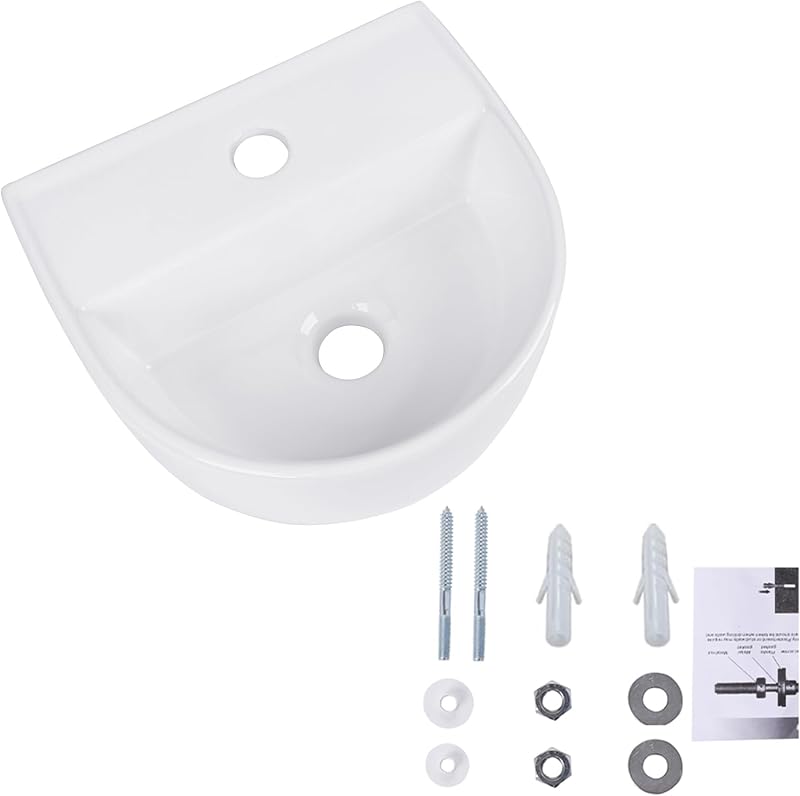 Lavabo colgante pared cerámica blanco 12.5x11.5