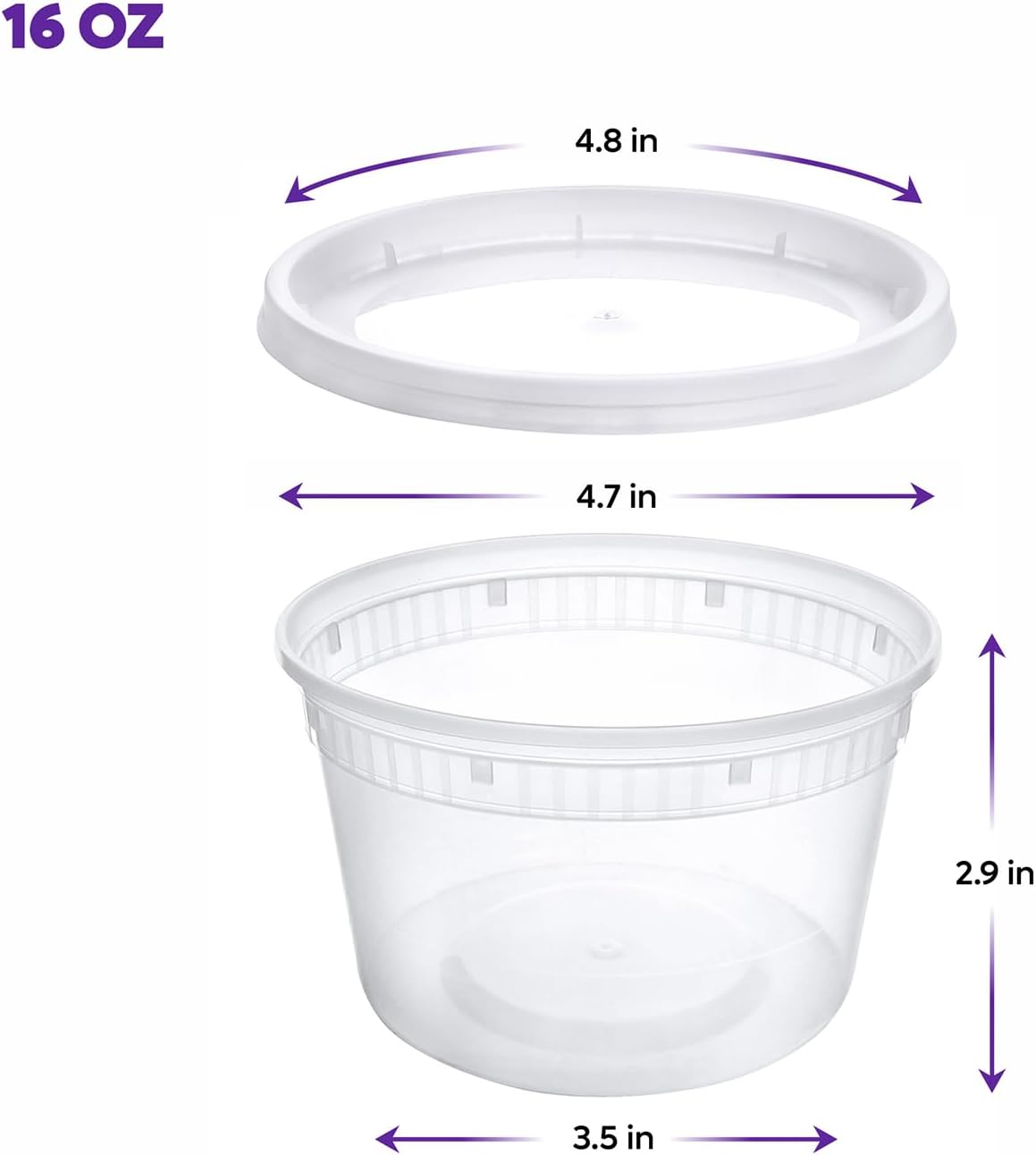 48 Recipientes Plástico 16oz con Tapas Herméticas
