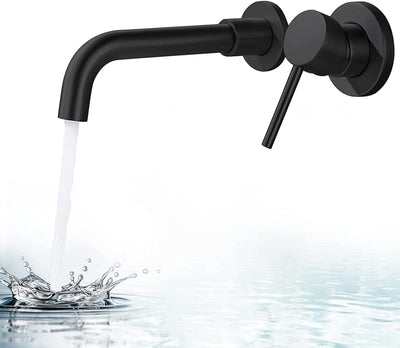 Grifo baño pared una manija giratorio 360 negro mate