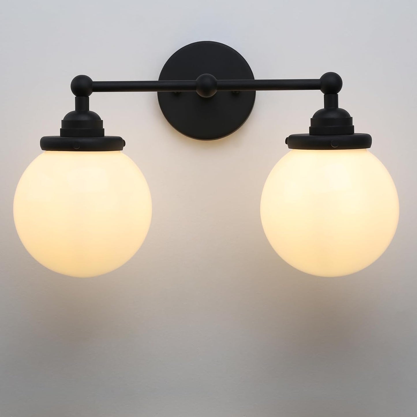 Aplique pared latón 2 luces vidrio leche estilo vintage sala