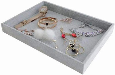 Bandeja organizadora terciopelo gris apilable multifunción