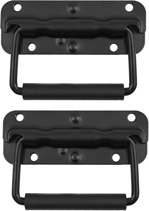 2 Manijas Acero Inox Negro Plegables Caja Herramientas