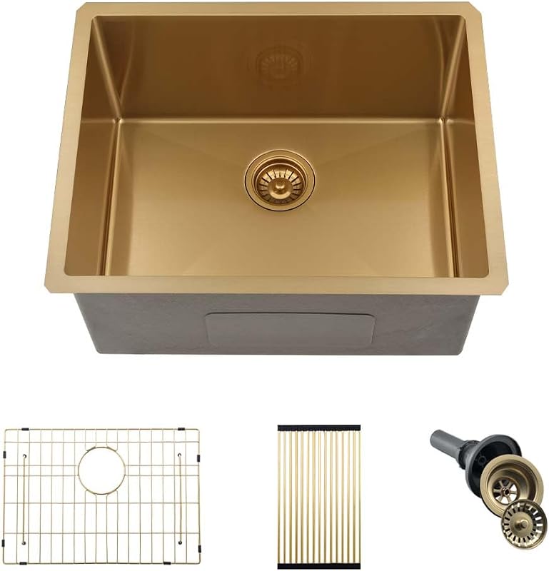 Fregadero bajo encimera acero inox calibre 16 dorado