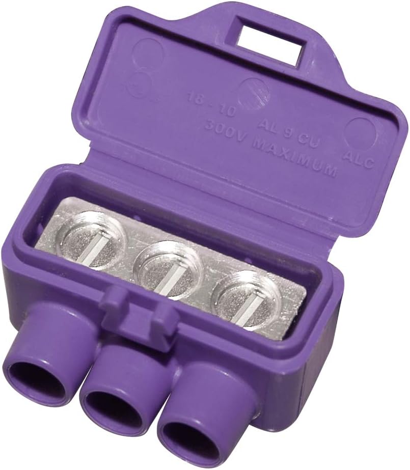 Conector cable aluminio 3 puertos pack 10 morado