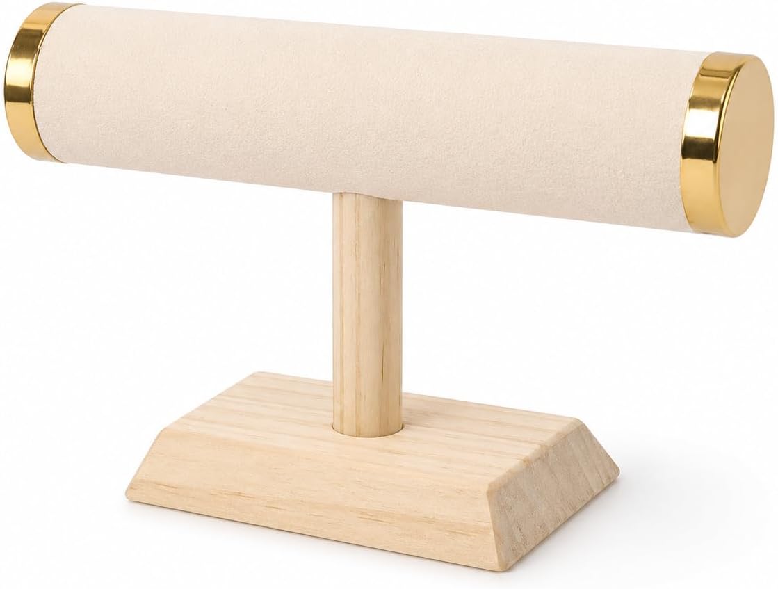 Soporte joyería barra T 9" base metal dorado