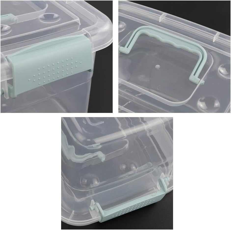Contenedor plástico transparente con tapa y asa 6 pzas