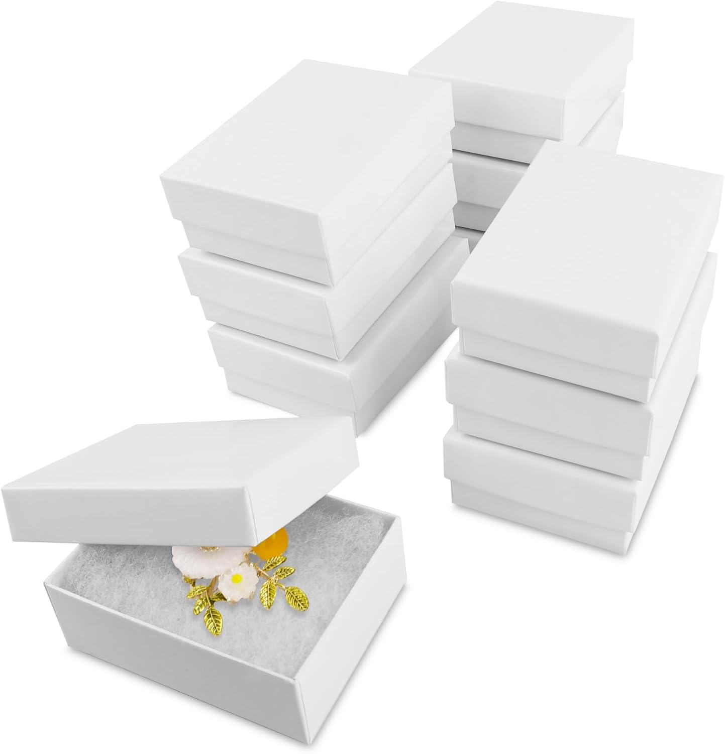 Cajas regalo cartón blanco para joyas 10uds 3.08x2.3x1.1"