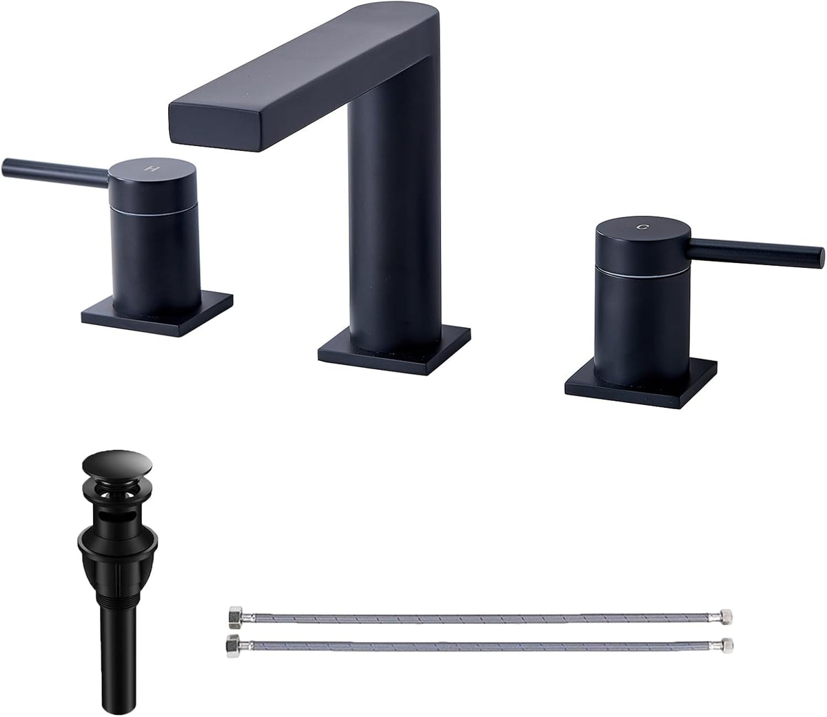 Grifo baño negro mate 8pulg dos asas 3 agujeros