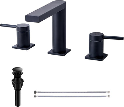 Grifo baño negro mate 8pulg dos asas 3 agujeros