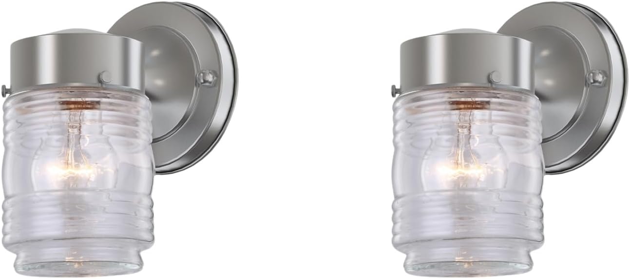2 Lámparas Exteriores Níquel Cepillado Aplique E26 Impermeable