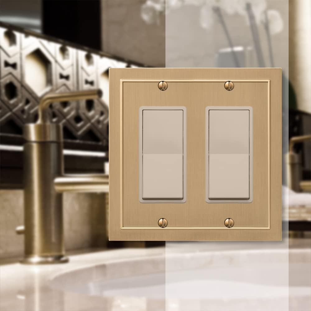 Placa pared 2 basculantes metal fundido bronce cepillado