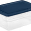 2 Contenedores Plástico Transparente 16qt Azul Marino