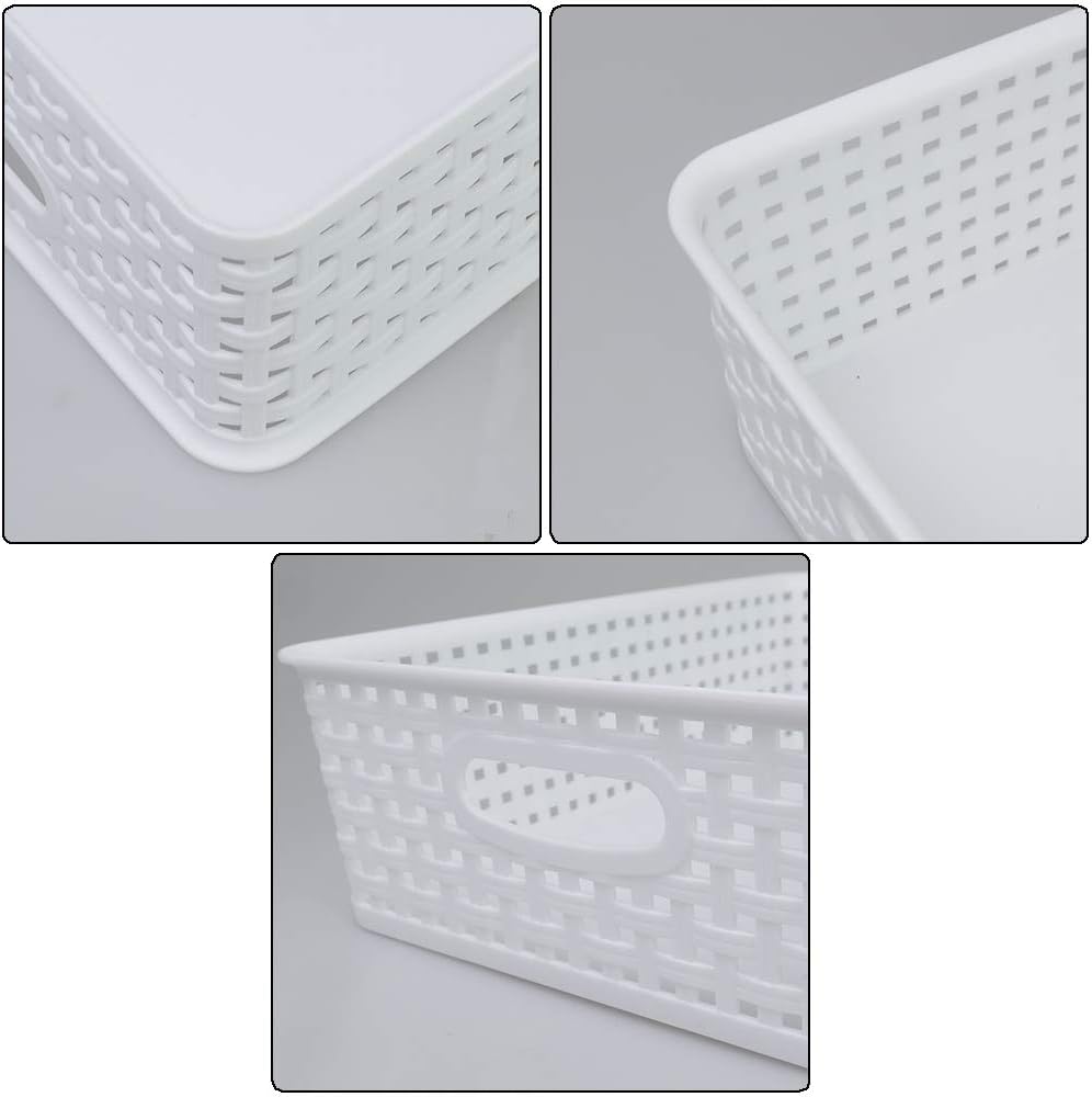 4 Pzas Bandejas Plástico Blanco Cestas Almacenamiento Papel