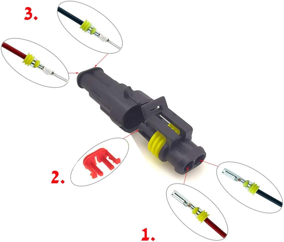 Kit conectores 2 pines impermeables para auto camión barco