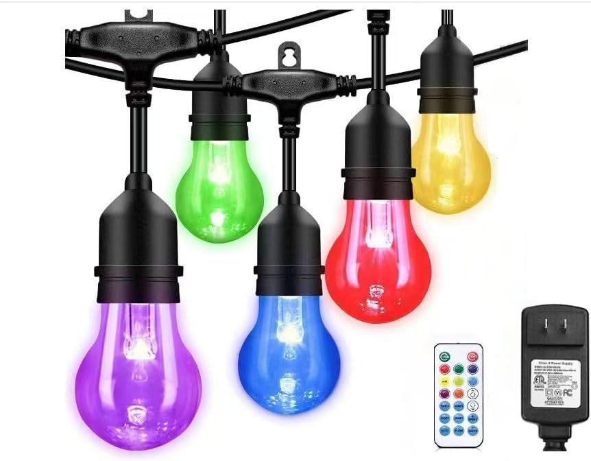 Tira luces RGB 48ft exteriores control remoto bombillas E26