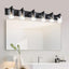 Lámpara pared cristal negro 6 luces vintage para baño cocina