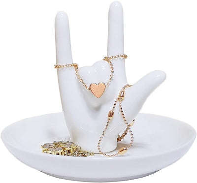 Soporte anillos cerámica texto I LOVE YOU para mujer