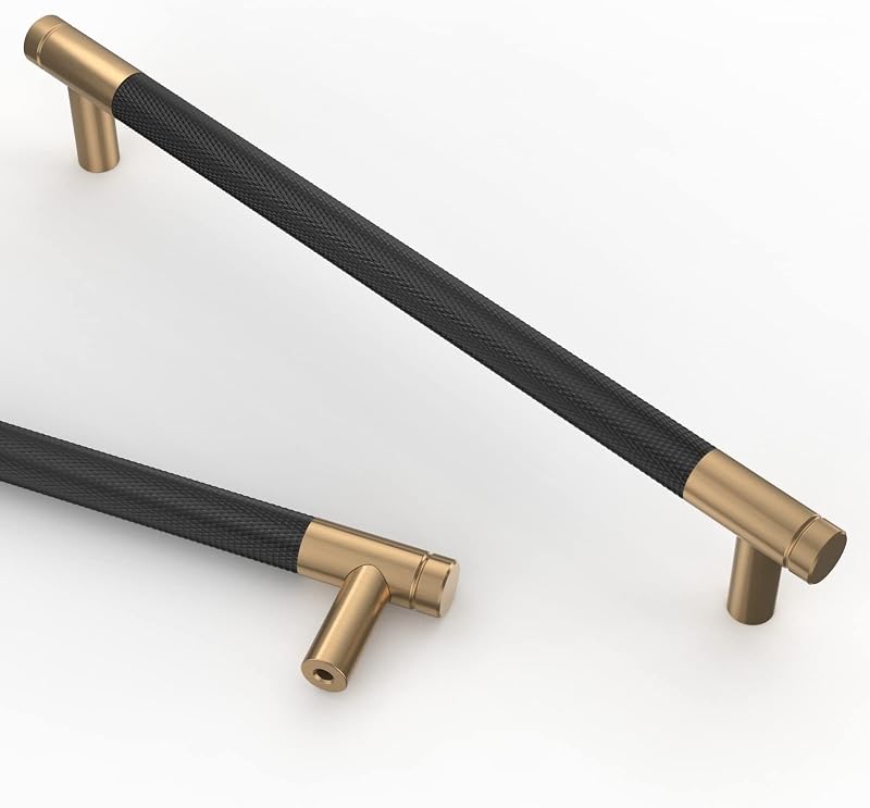 10 Tiradores Gabinete 7.5" Negro Mate y Bronce Champán
