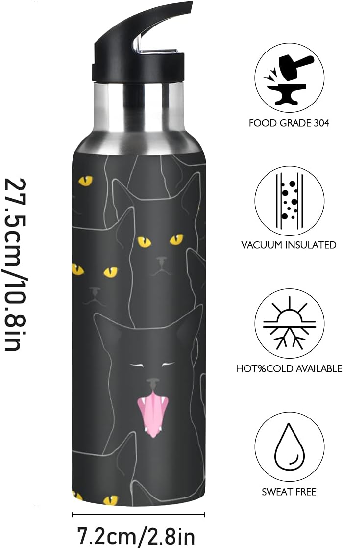 Botella agua acero inox 20oz con tapa pajilla para viaje