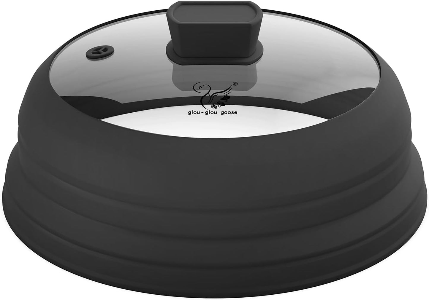 Tapa microondas vidrio con protector silicona plegable negro