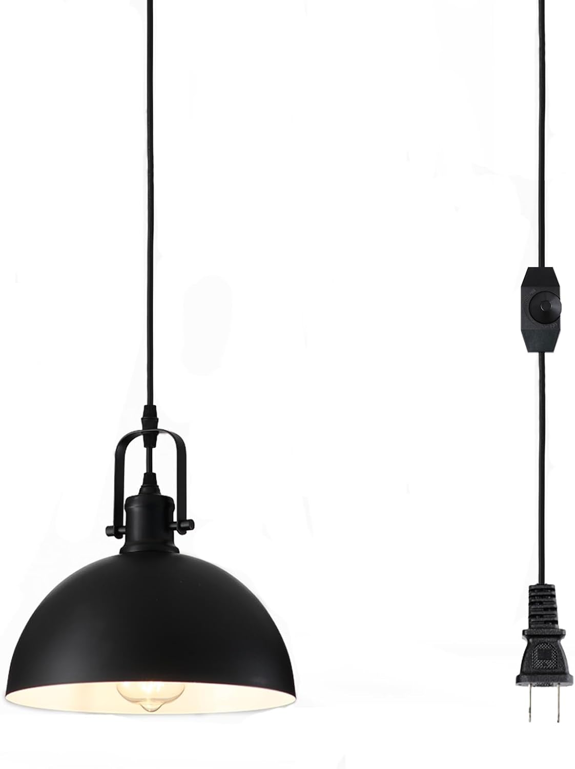 Lámpara colgante enchufable negra 19.68pies interruptor