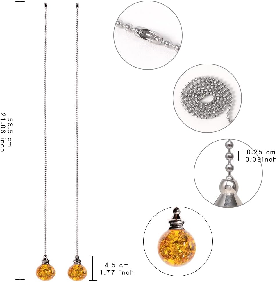 Cadena tracción bola vidrio ámbar con grietas hielo