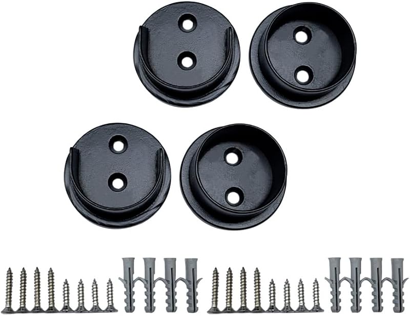 Set soportes barra armario acero inox negro 2 pares