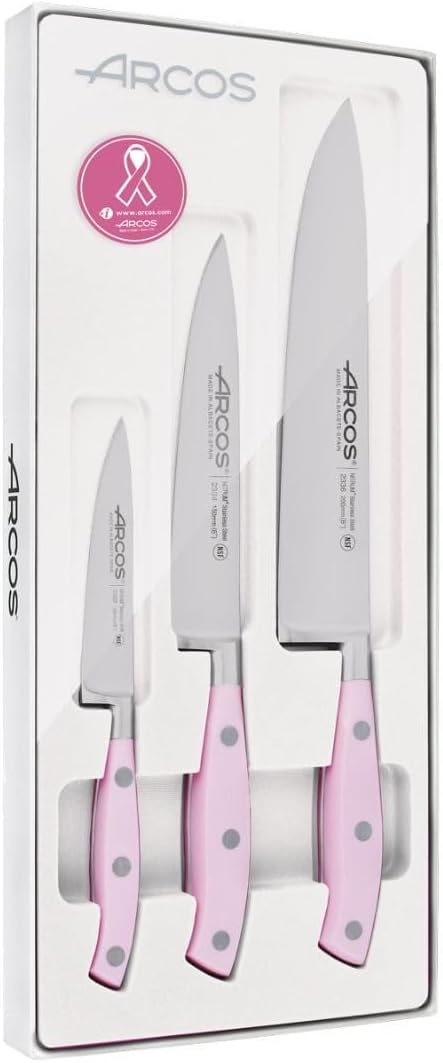 Set 3 Cuchillos Cocina Forjados Serie Riviera Rosa