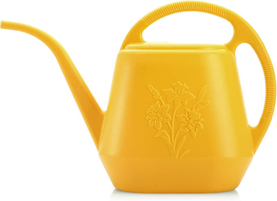 Regadera plástico 1gal mango cómodo boquilla larga color amarillo