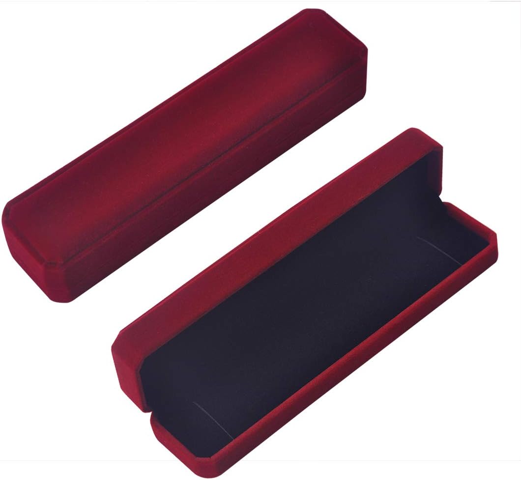 2 Cajas Terriopelo Rojo para Joyas 8.7x1.6x2pulg