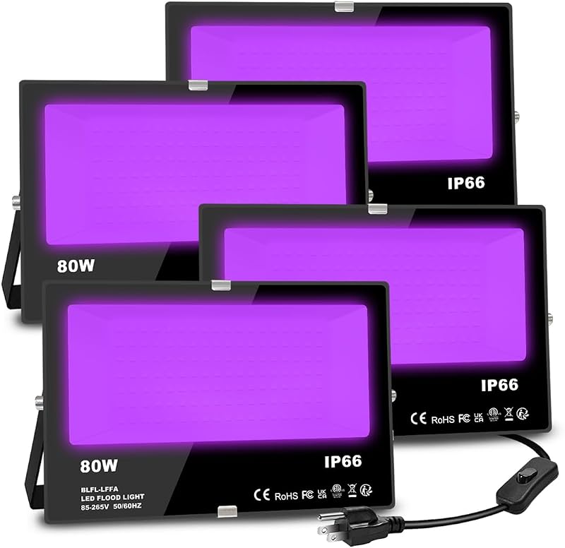 Luz negra IP66 exterior fiesta Halloween 80W pack 4