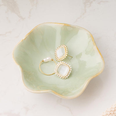 Plato decorativo para joyas y accesorios mujer blanco verde