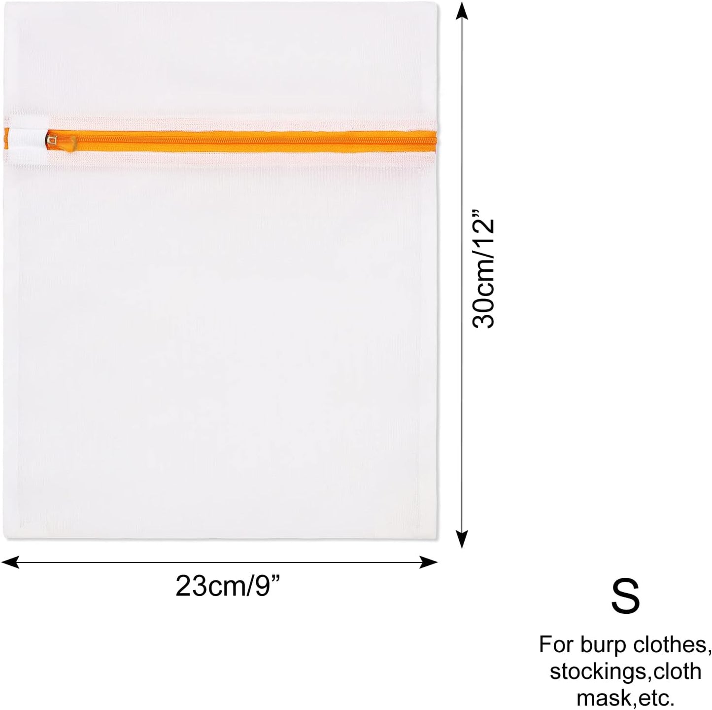 Bolsas malla lavandería 3 pzas cremallera naranja S