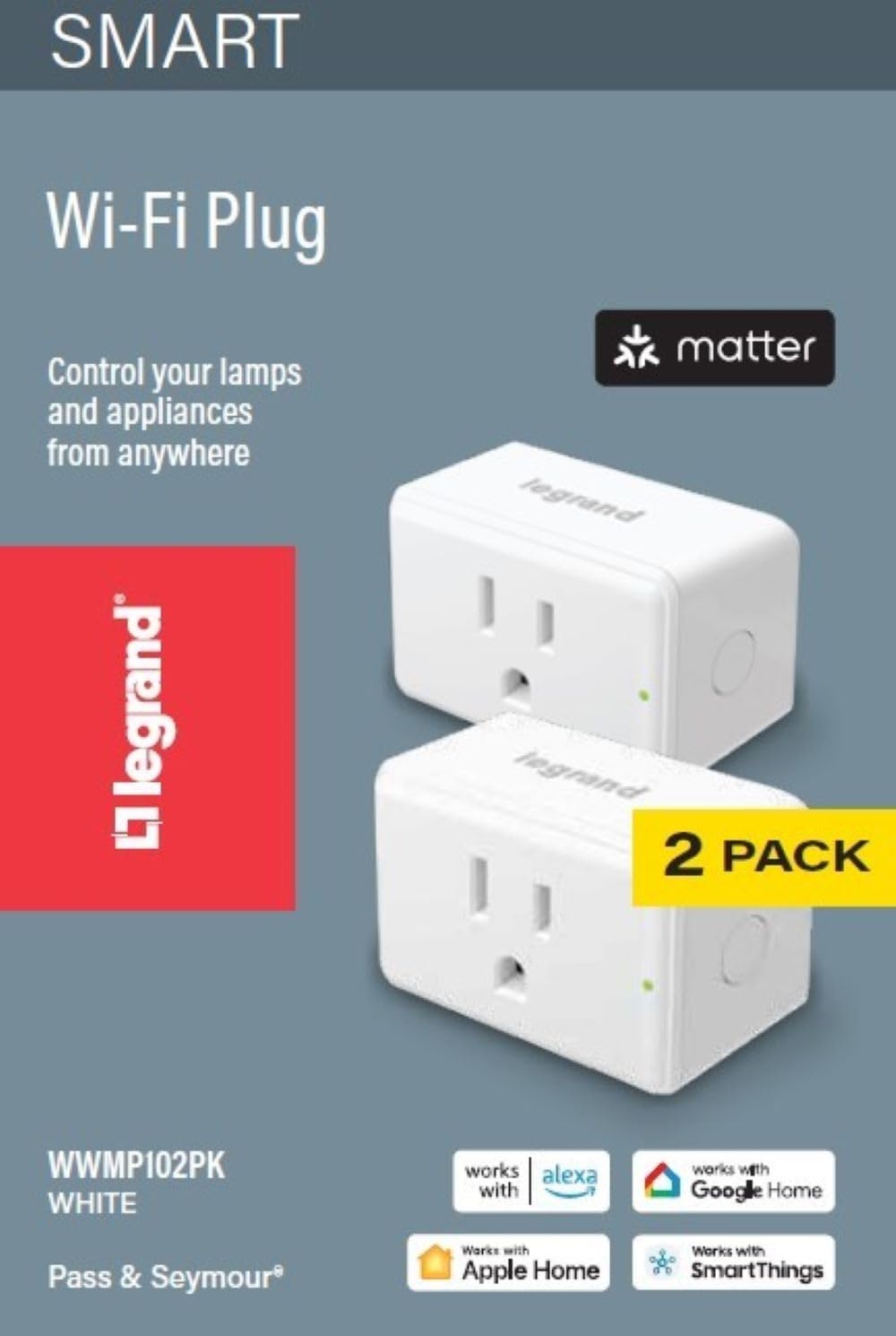 Enchufe inteligente Wi-Fi Matter 15A con HomeKit, Google, Alexa y SmartThings